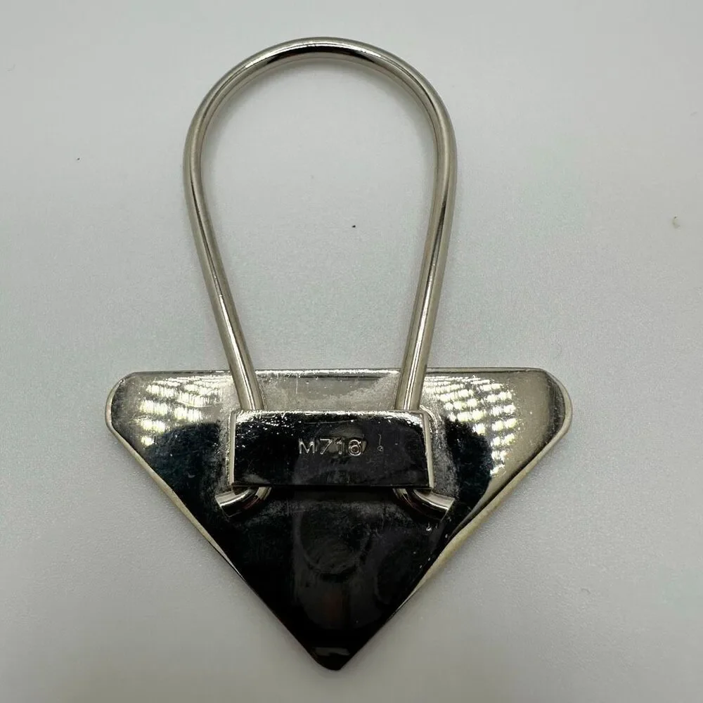 Prada Triangle Silver‎ Tone Key Ring Chain Replacement Lock Bag Charm